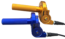 two DMF Throttle assemblies (one blue & one gold)
