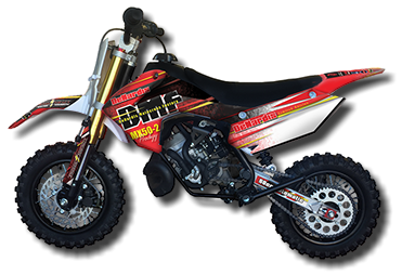DMF MX50-1 Bike with a red graphics package on it.